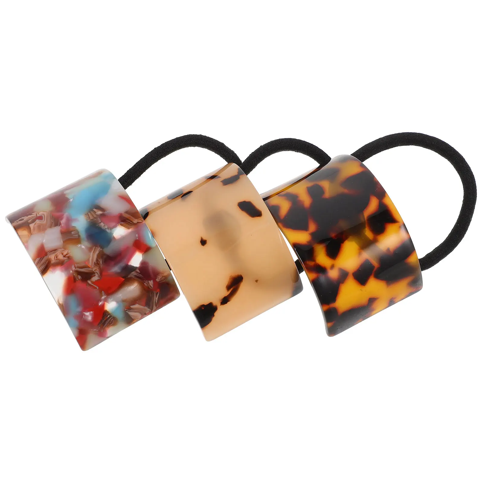 

3pcs Semi-circular Buckle Elastic Ties Women Girls Accessories Ponytail Holder Hair Ropes Geometric Design Hair Elastics