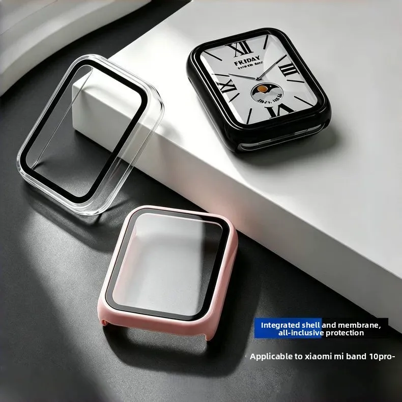 Glass Front Cover For Xiaomi Smart Band 10 Pro Screen Protector PC Frame Ultra-thin Tempered Glass Watch Cover For Xiao 10 Pro