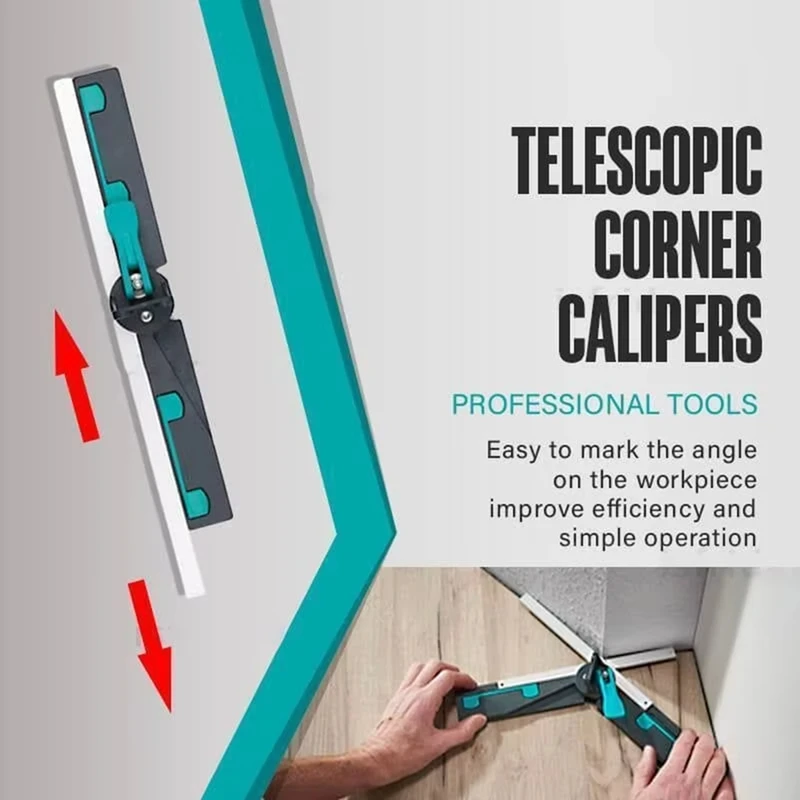 마이터 톱용 정확한 마이터 게이지 텔레스코픽 코너 캘리퍼스 각도 측정기 30 ~ 180 °   목공 벽 코너 측정-AT64