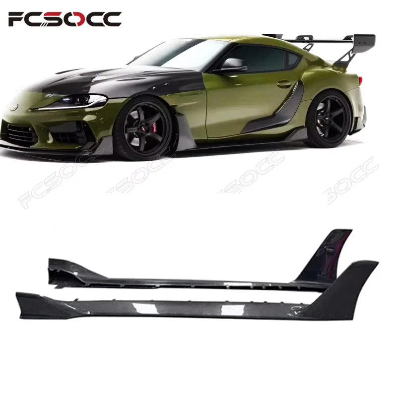 Carbon Fiber AD Style Side Skirt For Toyota Supra A90 A91 GR MK5 2019+ Side Bumper Lower Skirts Spoiler Splitter Auto Body Kit