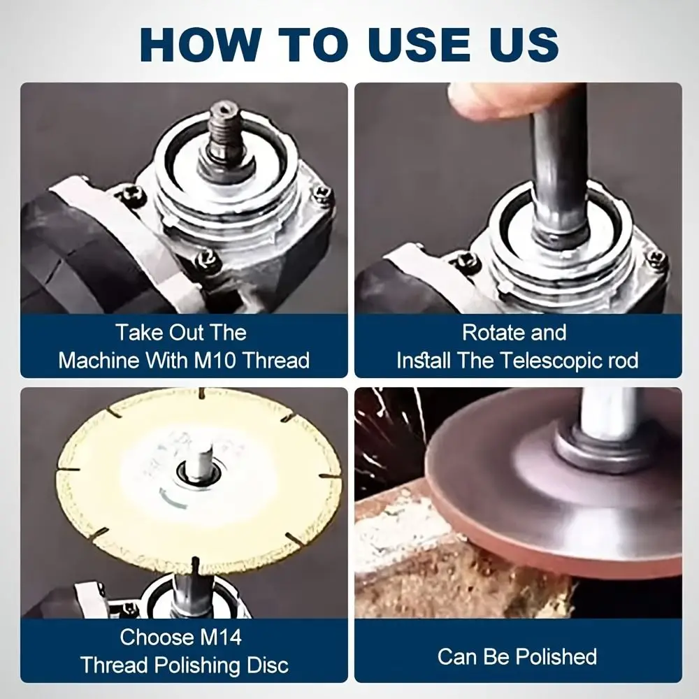 

Набор удлинителей для угловой шлифмашины (УШМ) из 3 предметов: 75 мм/100 мм/140 мм, алюминиевые, серебристые, с резьбой M14