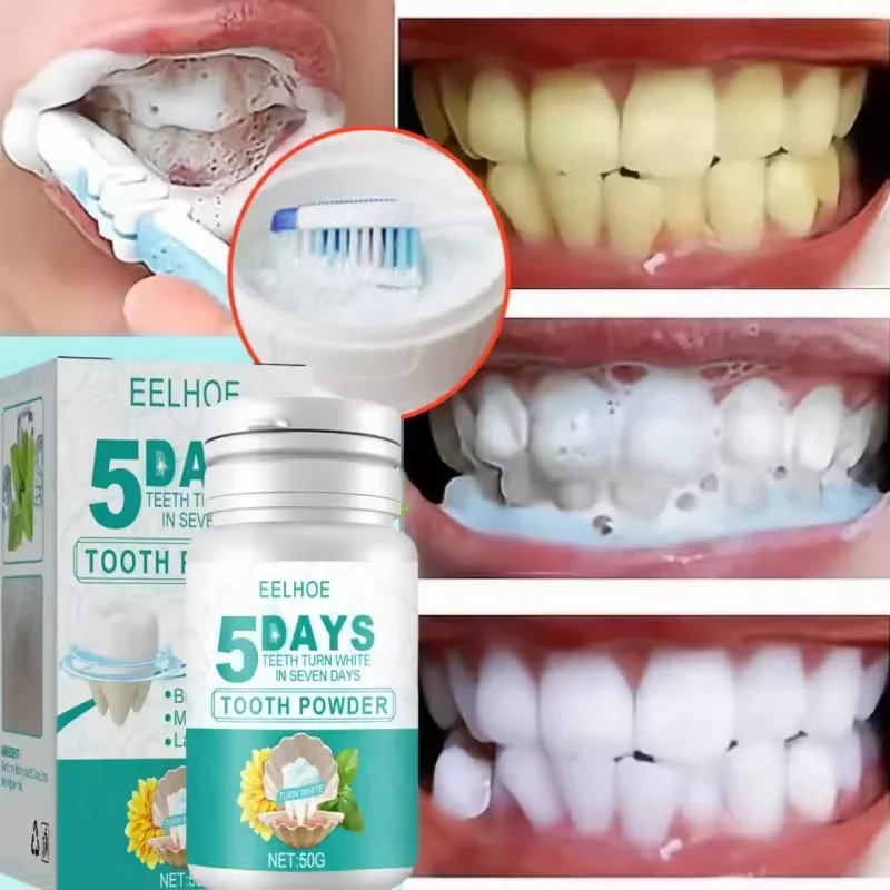 5 Days Teeth Whitening Toothpaste Remove Plaque Stains Powder Deep Cleaning Oral Hygiene Fresh Breath Brightening Tooth Care 50g