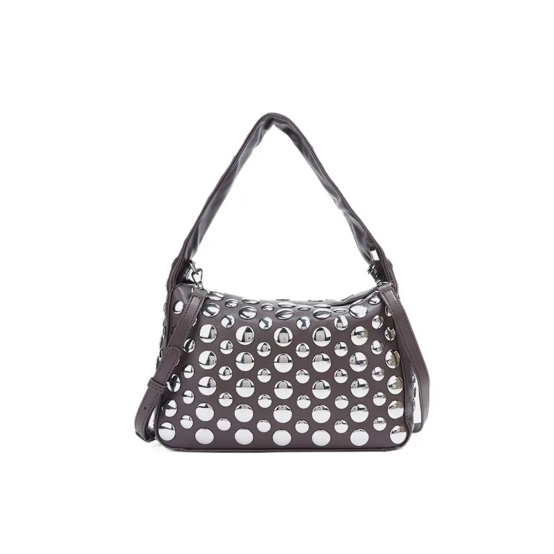 Handbag Cross-border Locomotive Wind Rivets Foreign Style Punk Shoulder Bag Heavy Industry Underarm Bag Female Exquisite Simple