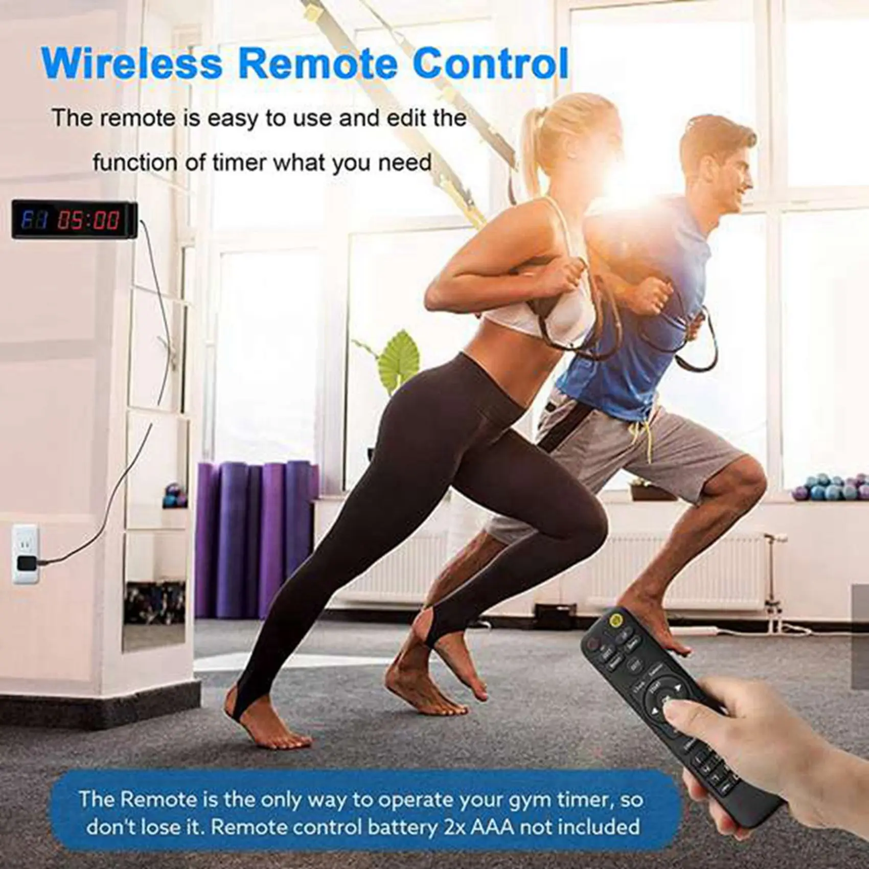 AFOURT-2X Gym Timer,LED Interval Timer Digital Countdown Wall Mounted Clock Fitness Timer,Digits Down/Up Clock Stopwatch
