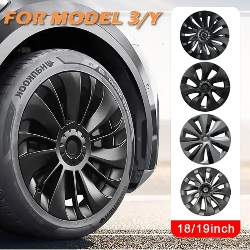 4PCS 18/19Inch Hub cap for Tesla Model 3/Y  Hubcaps Replacement Steering Wheel Rim Protector Accessories Wheel Cover 2018-2023