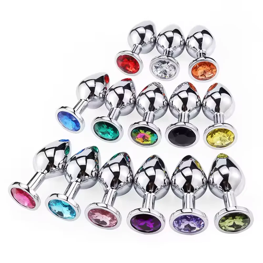 Metal Anal Plug Adults Sex Toys Stainless Steel Butt Plug With Jewelry Colorful Crystal Anus Plug Anal Bead For Women Adult Game