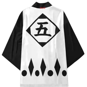 Anime lixívia gotei 13 divisão capitão capa cosplay traje cabo kyoraku shunsui shinigami traje mil anos guerra de sangue homem 12 principais vendas capitão yami - №3