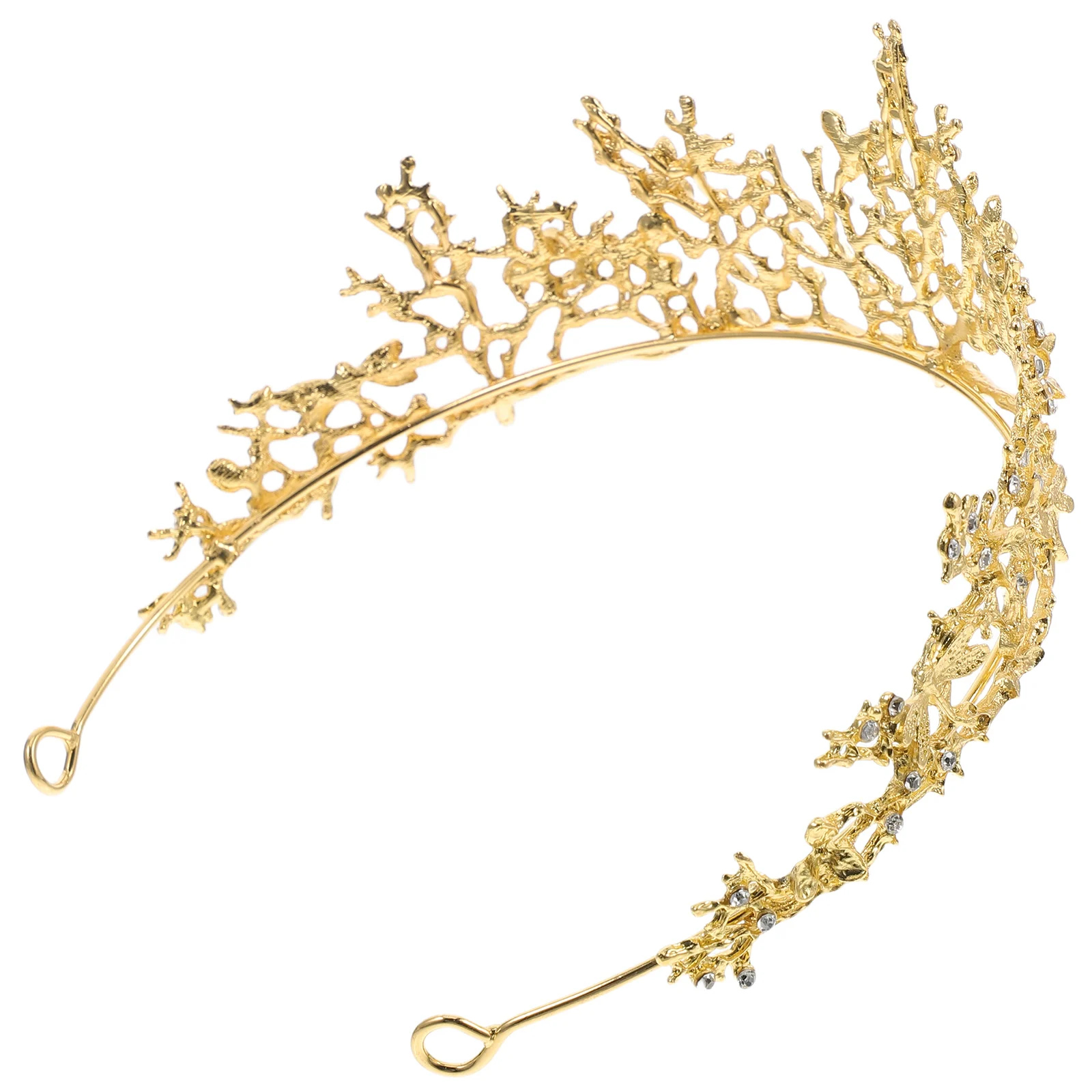 

Baroque Crown Crystal Rhinestone Tiara 15x14x6cm Gold Electroplating Anti Rust Wedding Bridal Birthday Hair Accessory