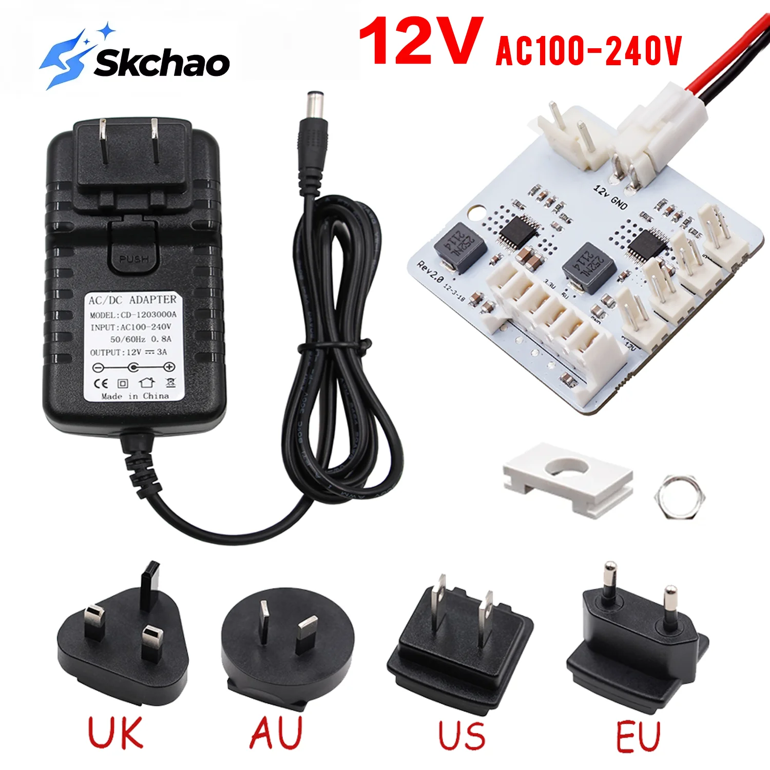 PSU 12V Rev2.0 Power Supply Board + Power Plug Adapter For SEGA DreamCast Game Console Replacement Parts Accessories