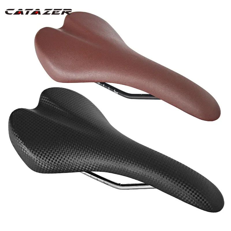 

CATAZER Bicycle Saddle PVC Leather Mountain Road Bike Saddle Soft Comfortable Bike Cycling Seat 2 Color Bicycle Part Seats