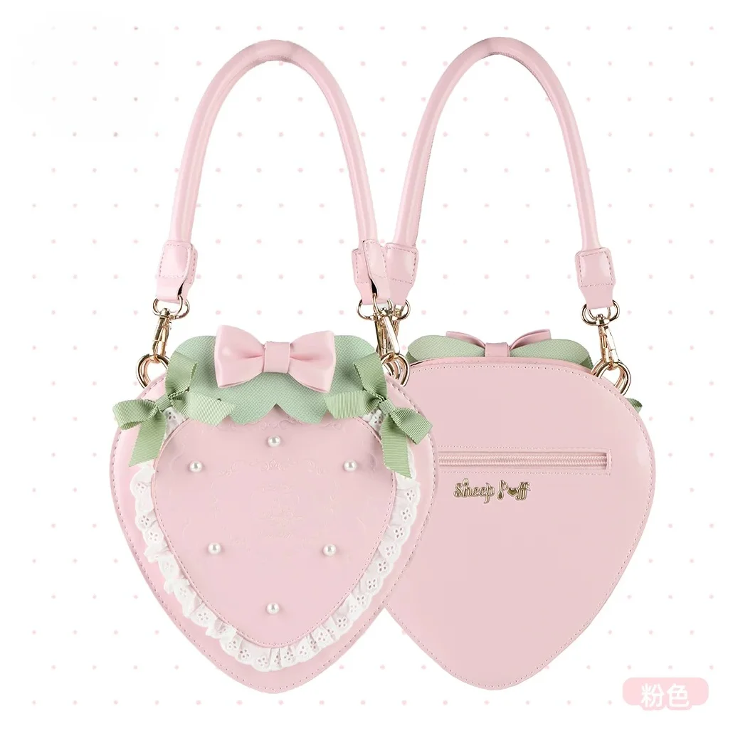 Strawberry Handbag Cute Bow bags for Woman Pearl Lace Bolsas Princess Bolsos Mujer Bolsa Original Lolita Sweet Sac Femme