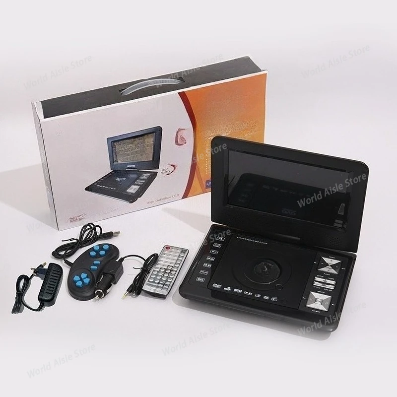 9.8inch Portable DVD Player Swivel Screen Rechargeable TV Car Charger Gamepad Car EVD Player Car DVD CD Players Remote Control
