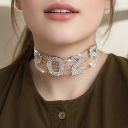 1pc 2025 New Year Short Necklace Neck Tie Necklace Exaggerated Digital Fashion Women's Festival Party