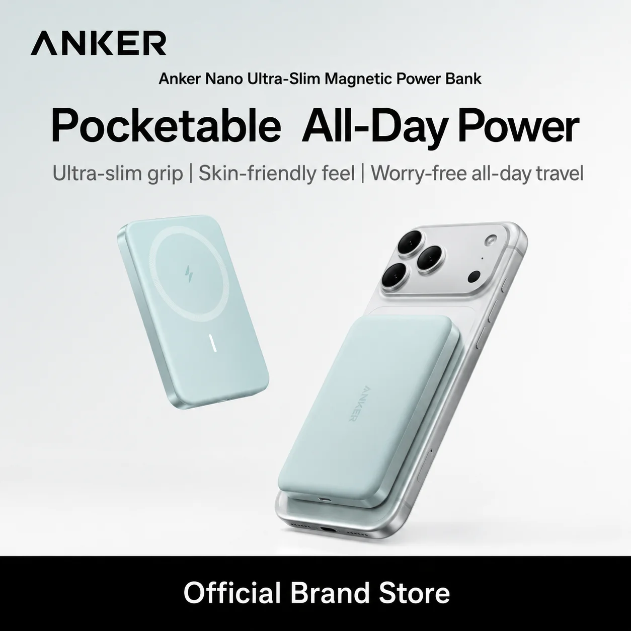 Anker Nano Ultra-Slim Magnetic Wireless Power Bank, 30W Super Fast Charge, 10000mAh, 3C Certified, Air-Safe for iOS & Android