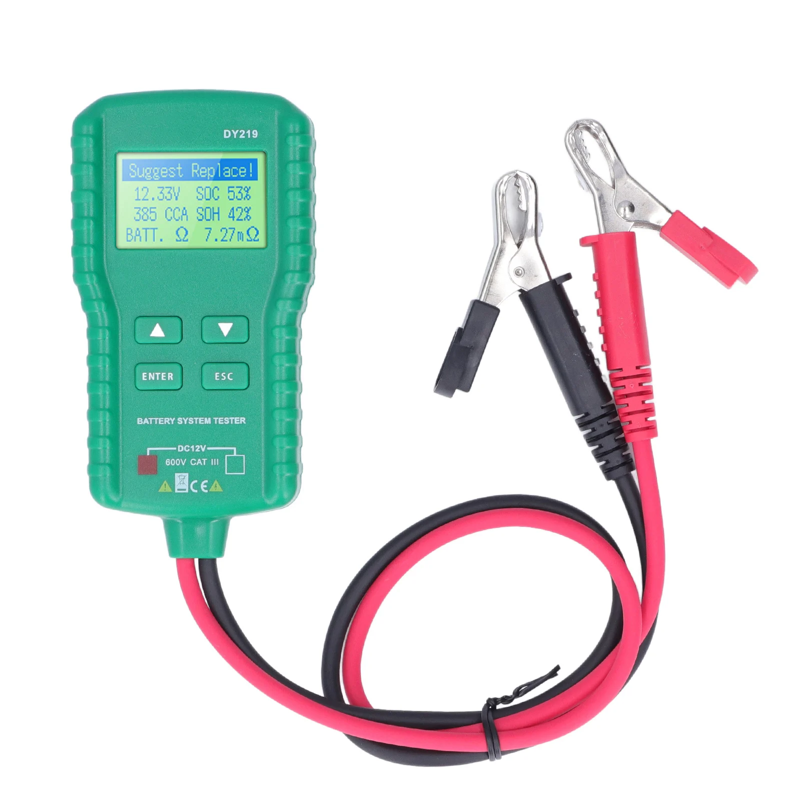

DY219 12V Car Battery Load Tester - Digital Battery Analyzer for AH CCA Voltage Load Detection