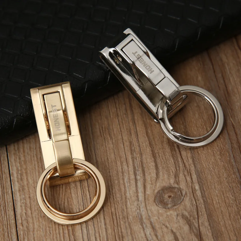 Leather Men Key Chain Luxury Belt Hanging Keychains Buckle Classic Retro Key Ring Holder Waist Hanging Fathers Day Gift Jewelry