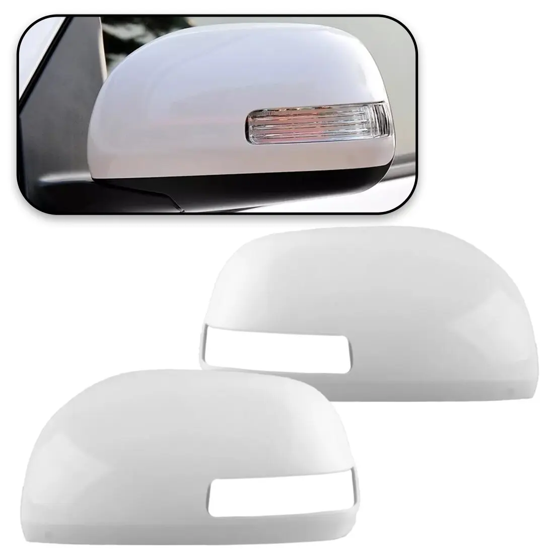 1 Pair Left & Right Side Rear View Mirror Cover Trim Fit for Toyota RAV4 2006 2007 2008 2009 2010 2011 2012 White Plastic