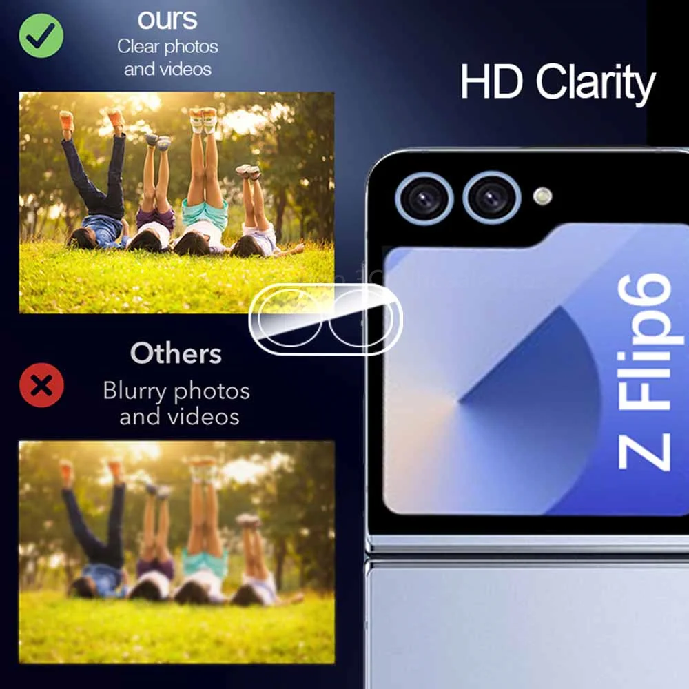 ตัวป้องกันกล้องสําหรับ Samsung Galaxy Z Flip 6 5 Flip6 คลุมทั้งหมด HD เลนส์กระจกนิรภัยสําหรับ Samsung ZFlip6 ภาพยนตร์
