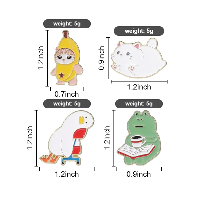4-7 Stück/Set Turbo Granny Glückskatze Flork Meme Emaille-Anstecknadel Motivierende Zitate Blumen-Abzeichen Anime-Charakter Enten-Brosche Schmuck Geschenk – Detail 7