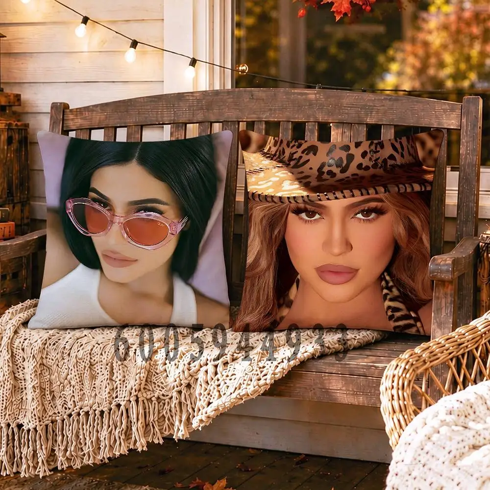 K-Kylie Jenner Anime Celebrity Merchandise All-Match Printed Pillow Case Sofa Car Office Room Decoration Protector
