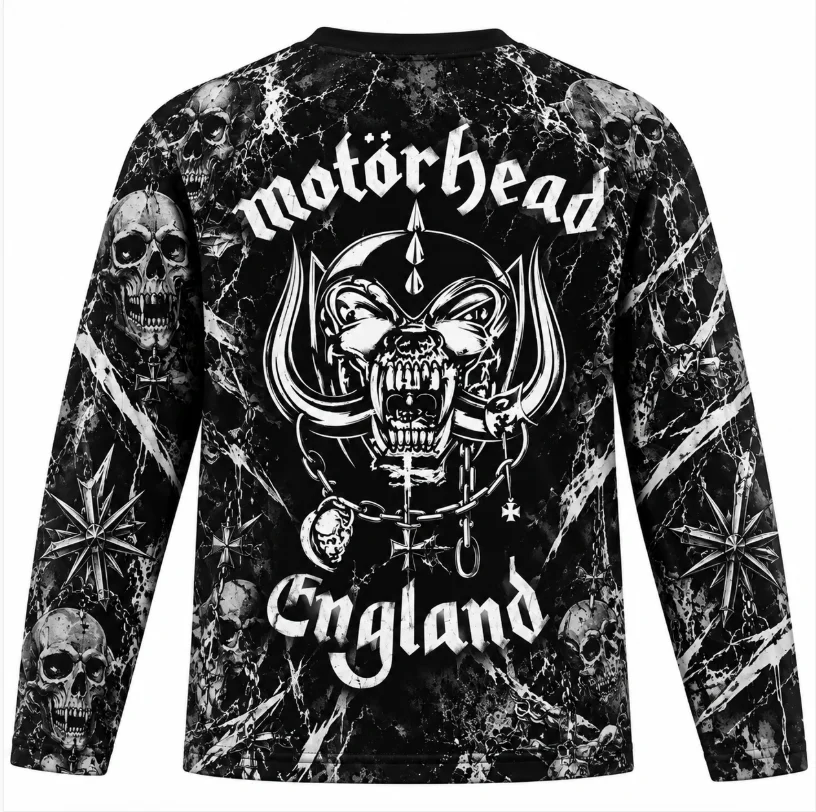 Motorhead Heavy Metal Band Long Sleeve T Shirt Unisex Vintage Skull Graphic Rock Music Memorial Tee Streetwear for Men Women
