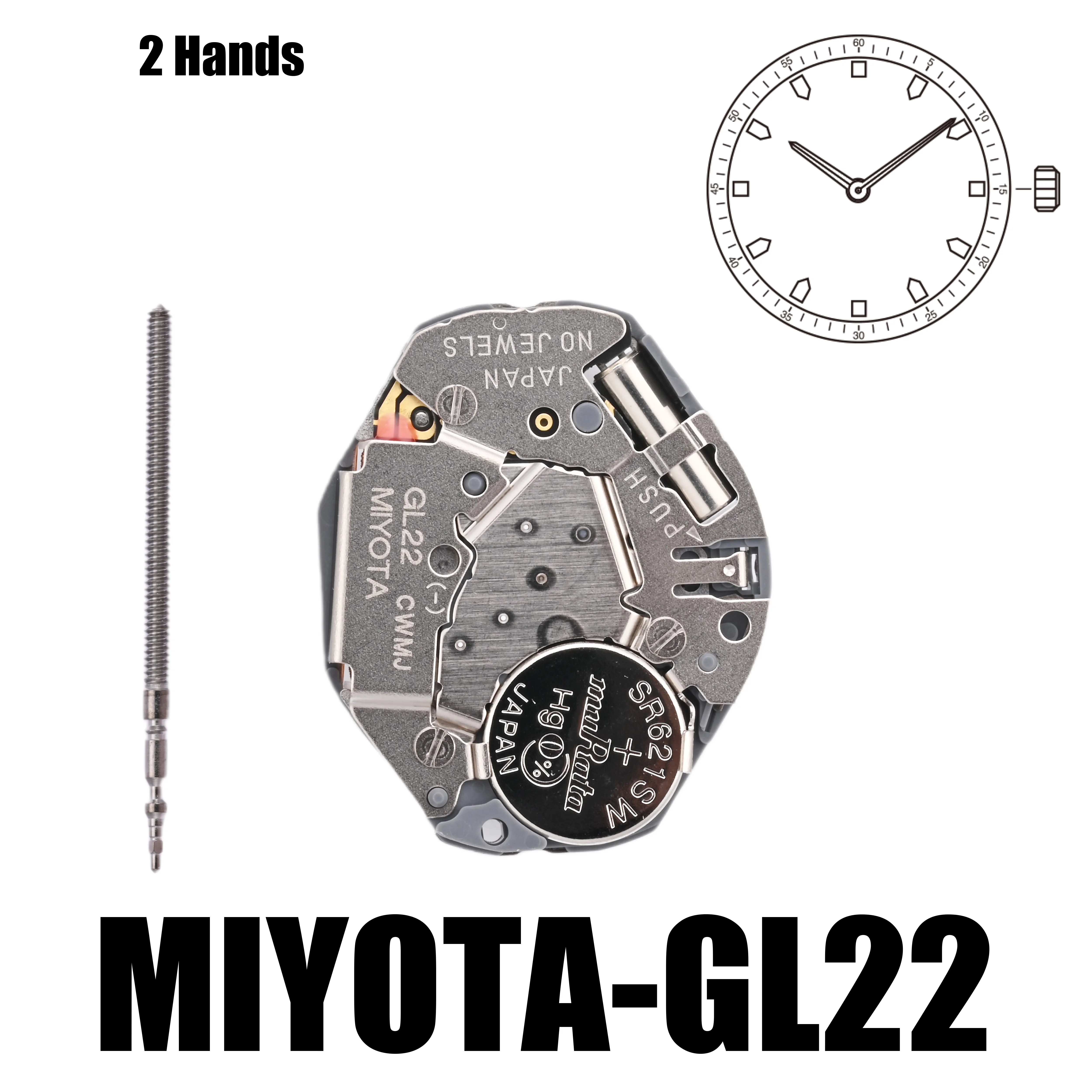 GL22 Movement Genuine Japanese Miyota GL22 Movement 2 Hand Quartz Watch Movement GL22 Replaces GL20 Overall Height 3.4mm