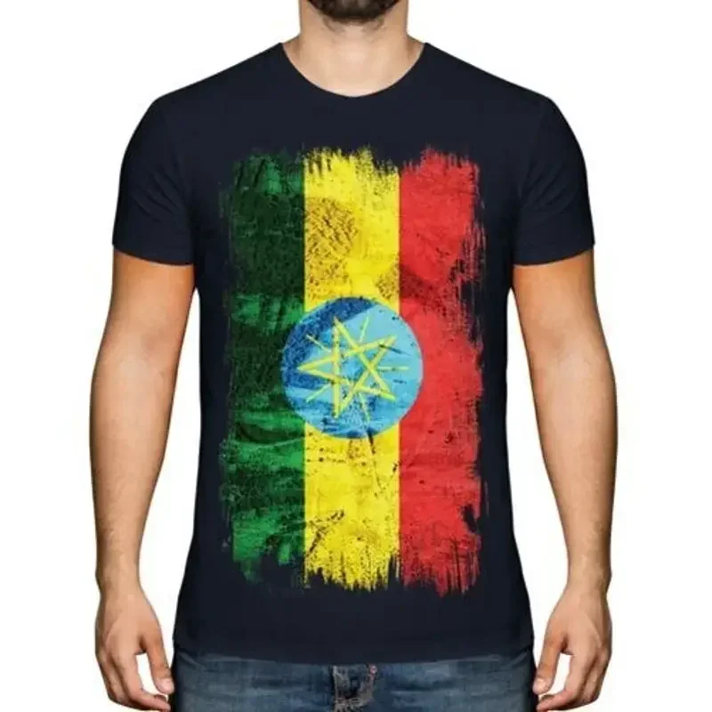 Äthiopien Grunge Flagge Herren T-Shirt Ityop ' Ia Fußball Ethiopian Gift T-Shirt