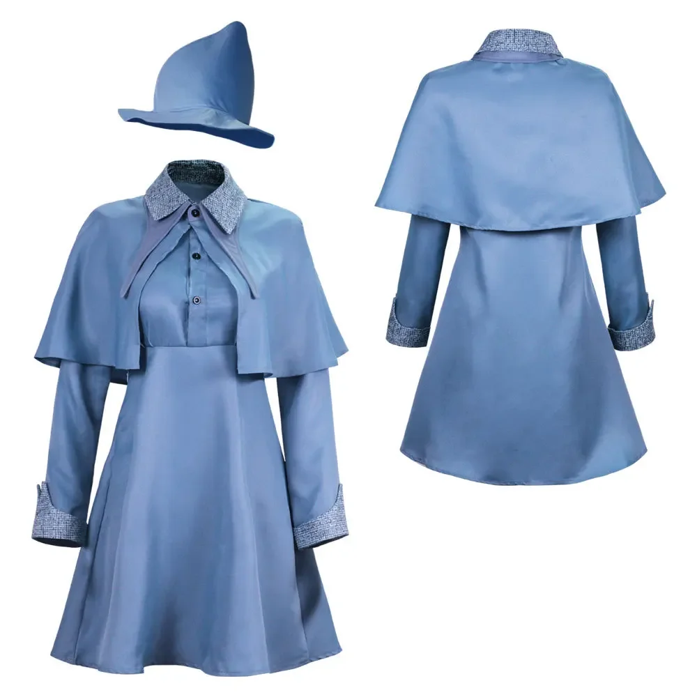 Wizard School Witch Fleur Isabelle Delacour Cosplay Costume Beauxbaton Magic Women School Uniform Hat Dress Suit Halloween