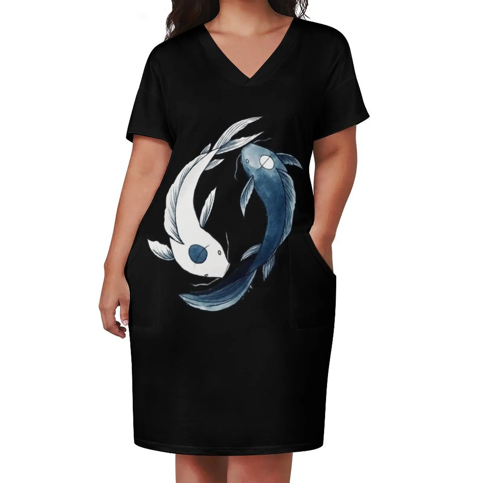 Tui and La - Yin & Yang Koi Loose Pocket Dress dresses women summer 2025 Elegant gown