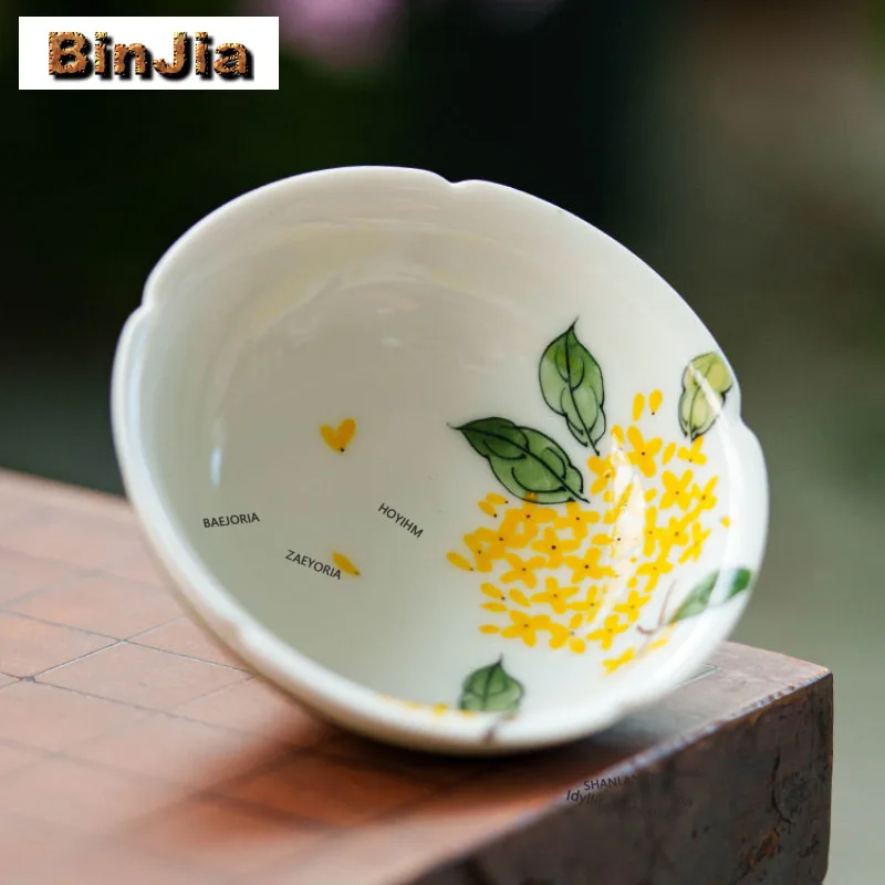 

75ml Hand-painted Osmanthus Teacup Ancient Tea Bowl Cup For Tea Tea-tasting Fragrance Cup Chazhan Master Cups Kung Fu Tea Cha