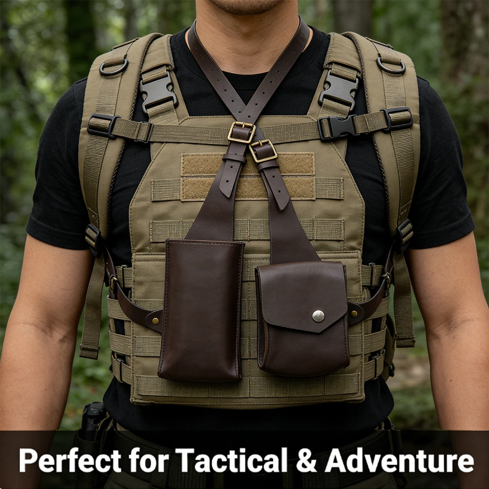 

Halloween Role Playing Men's Shoulder Bag - Medieval Vintage Adjustable Strap Underarm Leather Wallet