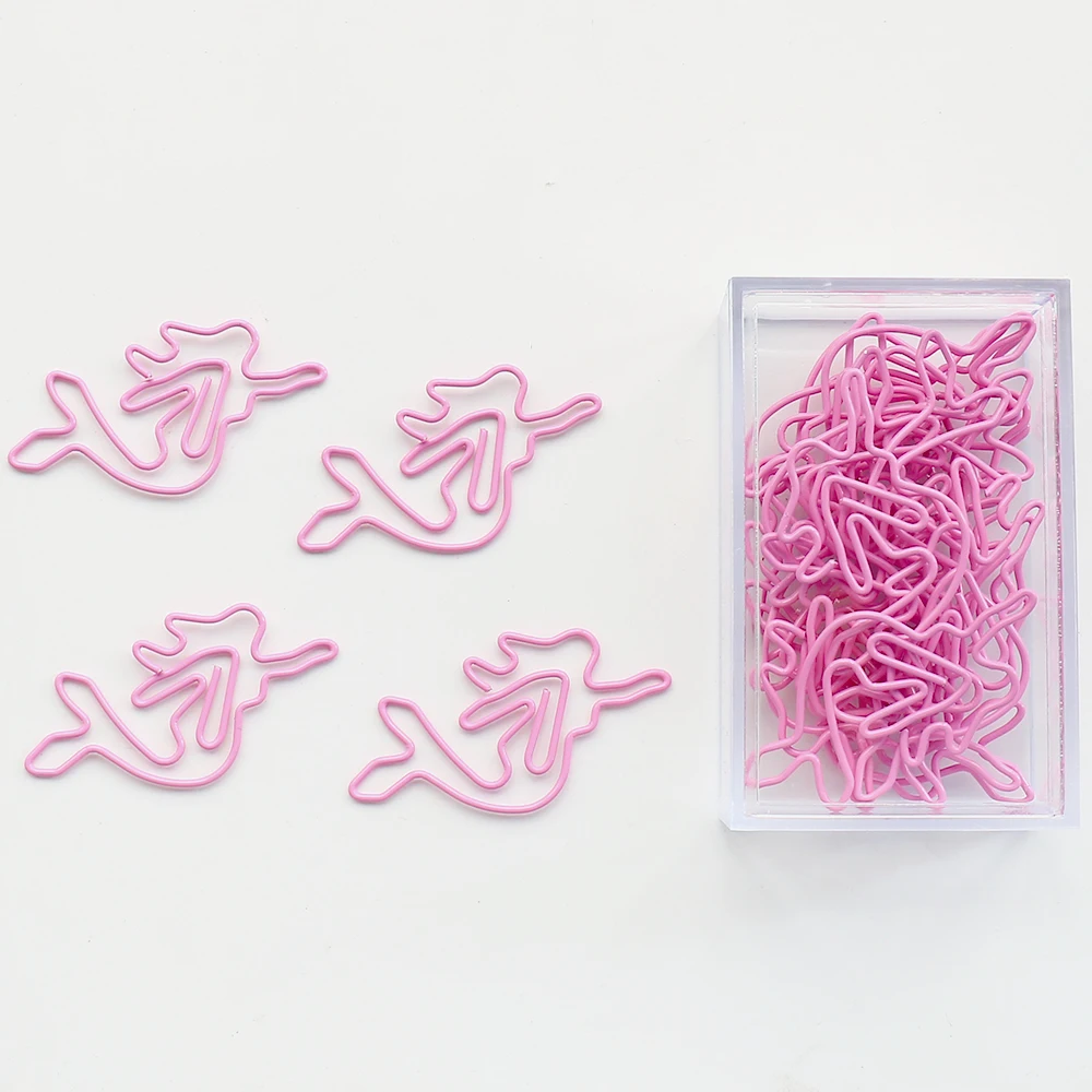 TUTU 20pcs pink Mermaid Shaped paper cilp Butler in the Home Paper Clips Great For Paper Clip Collector Office Gift