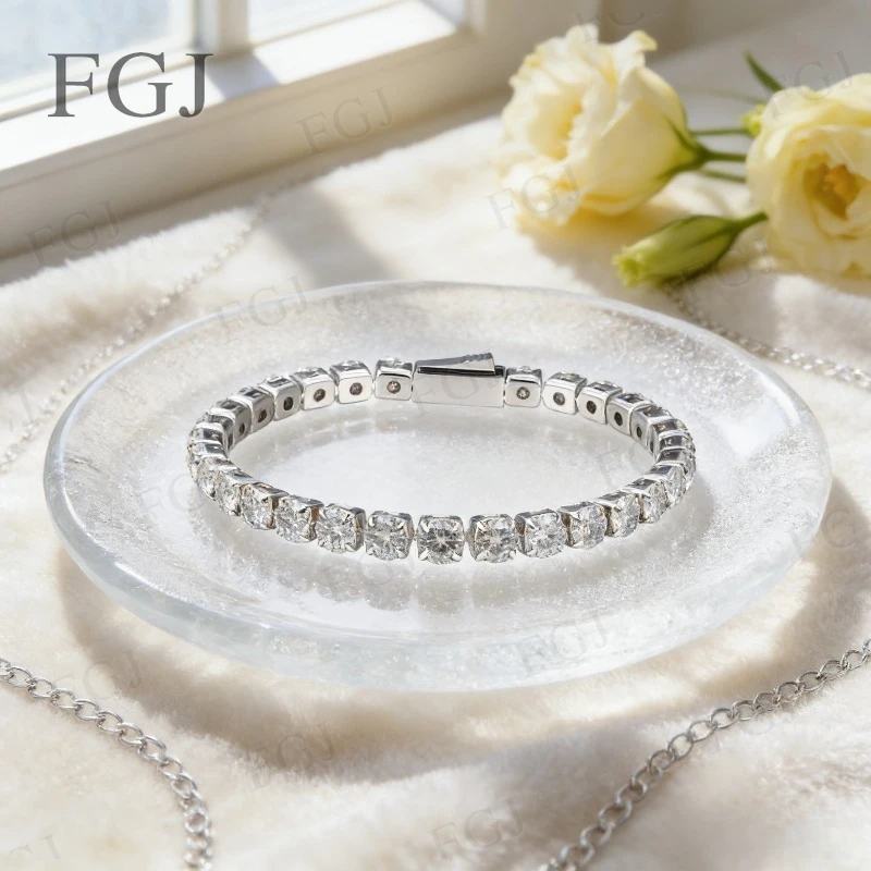 

Многоцветный теннисный браслет 3/4/5 мм с муассанитом, лабораторным рубином, сапфиром, посеребренный, изысканные ювелирные изделия, модный аксессуар для вечеринок для пар