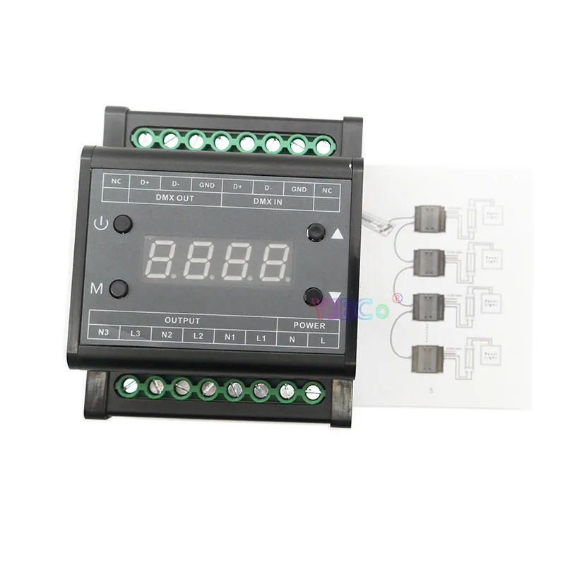 

DMX302 High voltage DMX Triac LED Dimmer brightness LED Panel Light Controller AC110V 220V 50Hz/60Hz Output 3CH 1A/CH