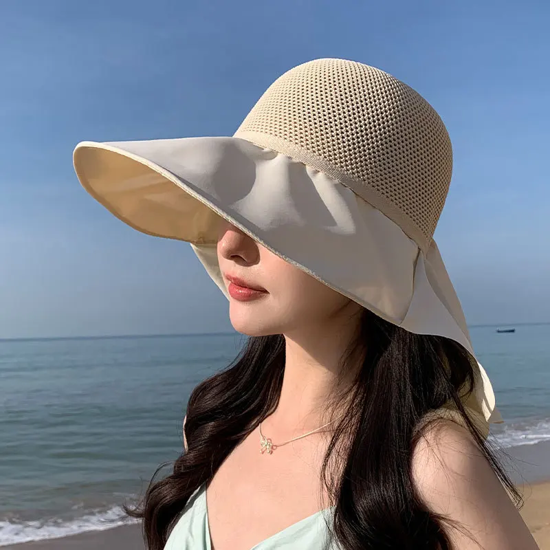 Women Sun Hat Anti Ultraviolet Large Brim Fisherman Hat Face Neck Cover Visor For Cycling Outdoor Sun Protection