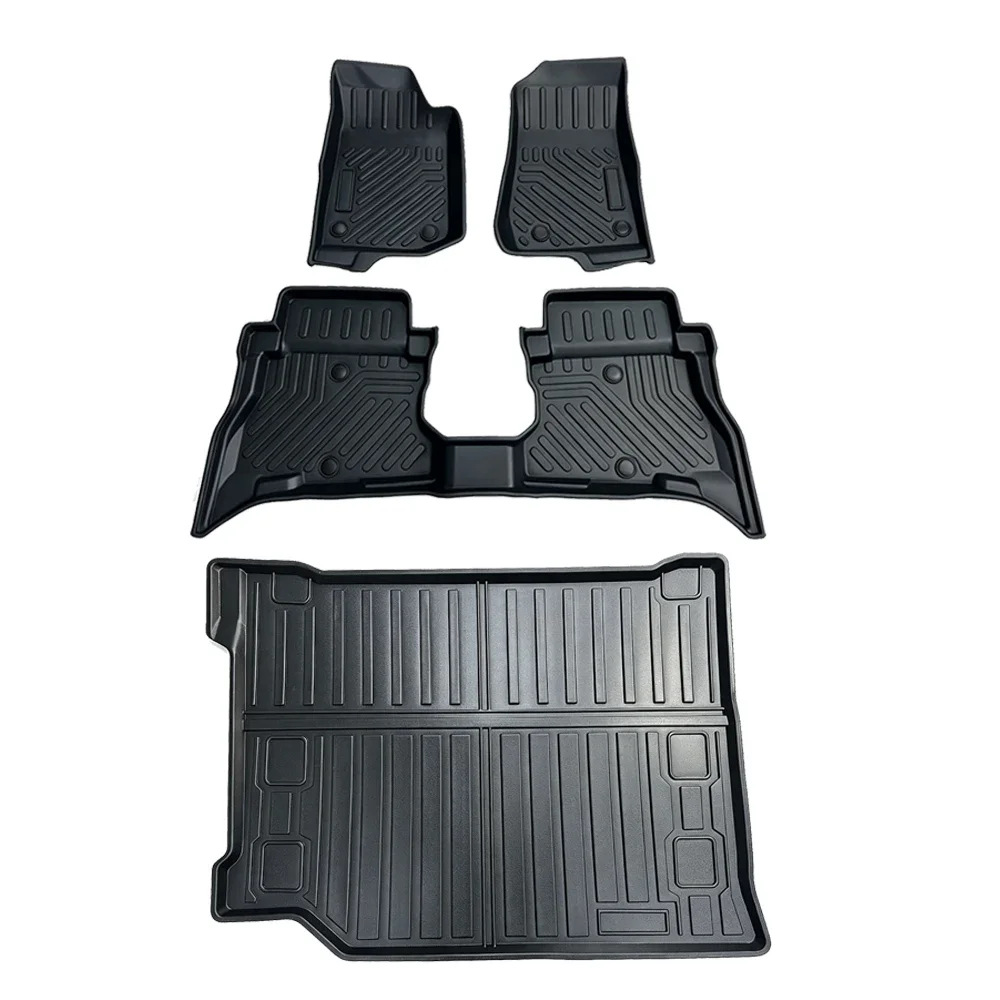 TPE 5D Custom Car Special Floor Mats For Jeep Wrangler 4xe Plug-in Hybrid 2021-2024 Trunk Mat Wear-Resistant Interior Protective