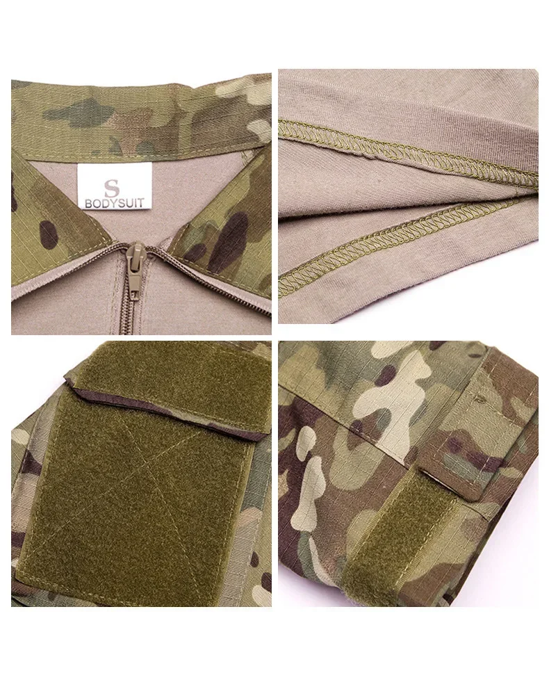 Herren Outdoor-Trainingshemden, atmungsaktiv, langlebig, Patchwork, Arbeitskleidung, Oberteile, Wandern, T-Shirts, Angeln, Jagd, Paintball-T-Shirts – Detail 8