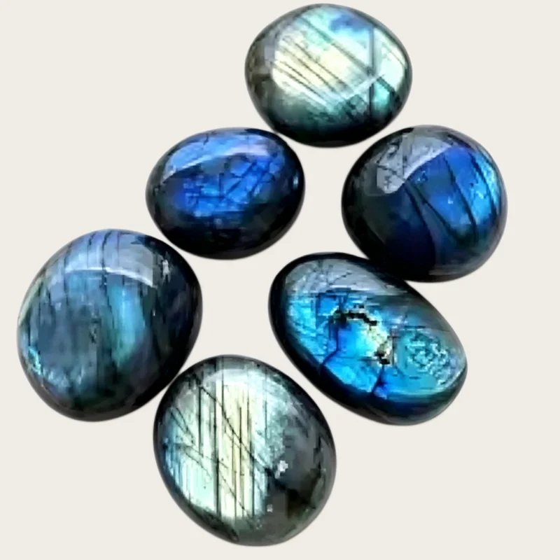 Natural Polished Labradorite Palm Stone 2Pcs Worry Crystal Chakra Reiki Stress Relief Stone