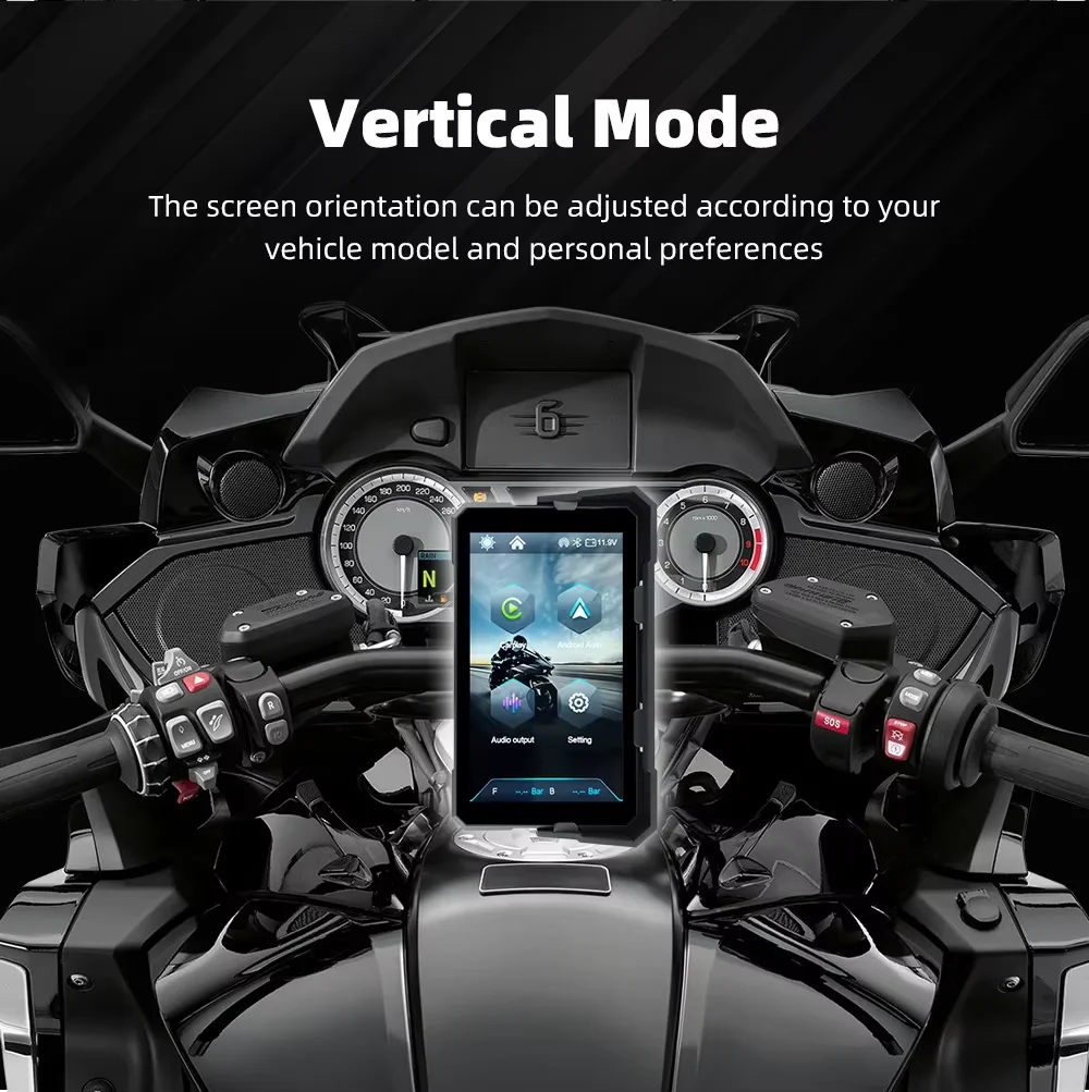 SMART 5 inch Wireless Carplay Android Auto GPS Navigation Rotation Display Screen Support TPMS Waterproof Motorcycle Monitor