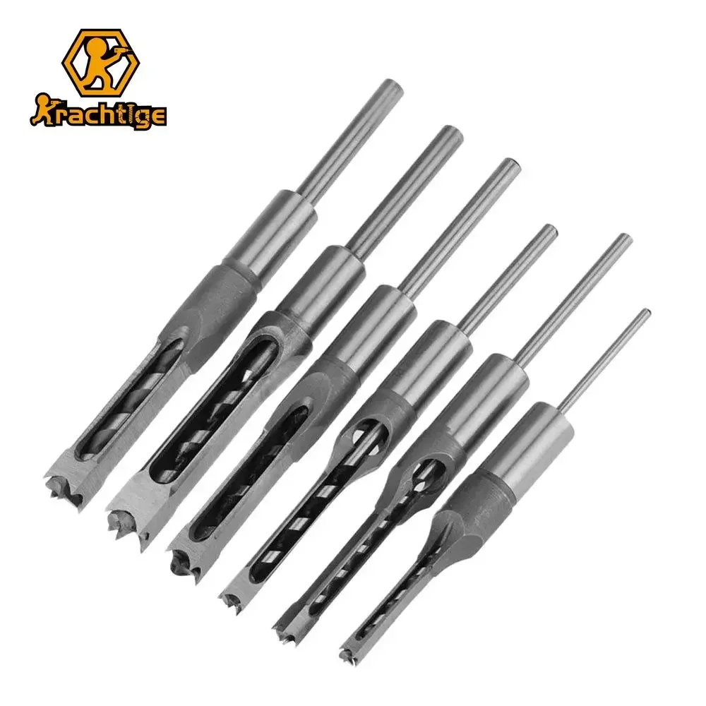Krachtige Peças Buraco Quadrado Viu Brocas Carpintaria Madeira Mortising Cinzel Conjunto de Alta Velocidade de Aço Buraco Quadrado Viu Brocas