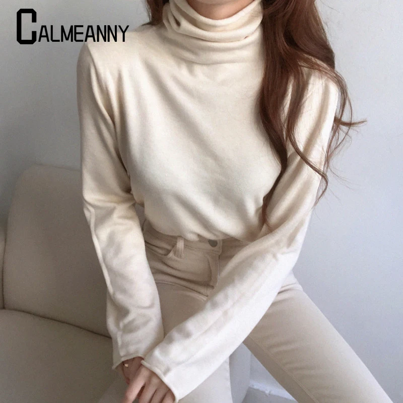 

Women Sweater 2023 Winter New Style Fashion Versatile Solid Color Soft Brushed Long Sleeve Turtleneck Slim Long Sleeve Pullover