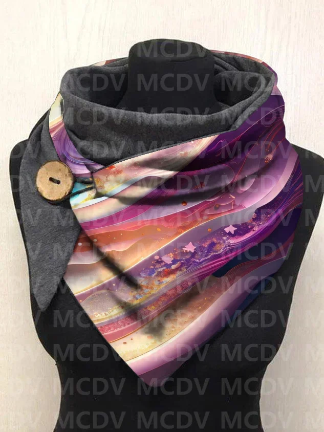 Quicksand Art 3D Printed Warm Fleece Casual Scarf And Shawl for Women Warm and comfortable Scarf 01