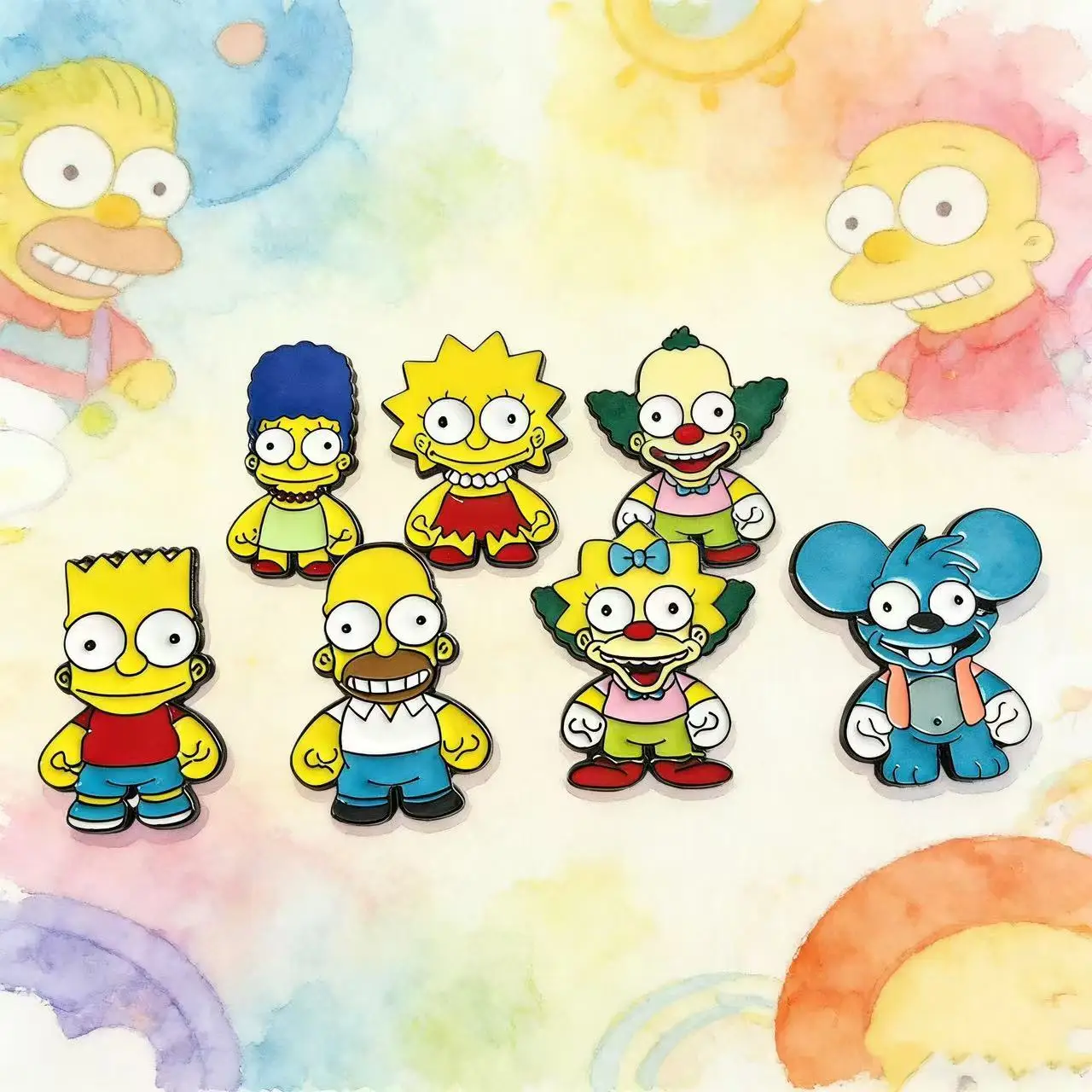 Set de 7 Broches Esmaltados de Los Simpson - Broches de Homer, J. Simpson, Marge y Bart, Lindas Insignias de Dibujos Animados, Joyería de Regalo para Amigos