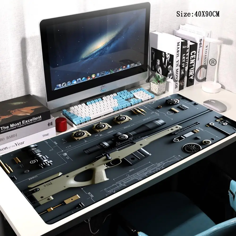 

HYBXAXC Oval Tactical Gun Large Mouse Pad Precision Gaming Design Desk Pads Anti-Slip Rubber Bottom Gaming Keyboard Mousepads