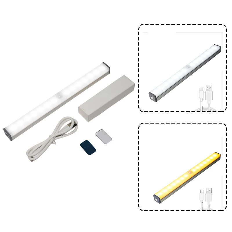 LED Night Light Motion Sensor Wireless USB Rechargeable 30Cm Night Lamp For Kitchen Cabinet Wardrobe Lamp