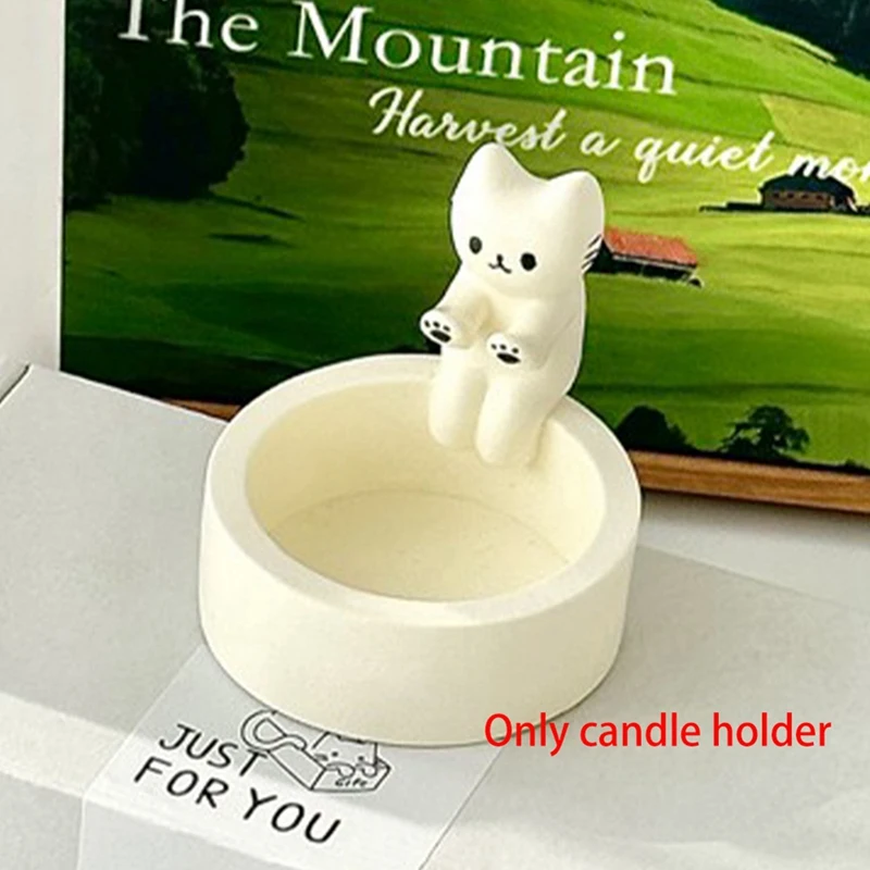 Kitten Candle Holder Cute Grilled Cats Aromatherapy Candle Holder Desktop Decorative Ornaments, Birthday Gifts, Easy To Use
