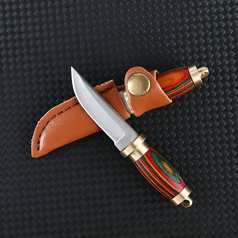 Mini Brass Colored Wood Knife Sharp Outdoor Portable Camping Tool Gift Carrying Keychain Pendant Open Express Open Box Knife