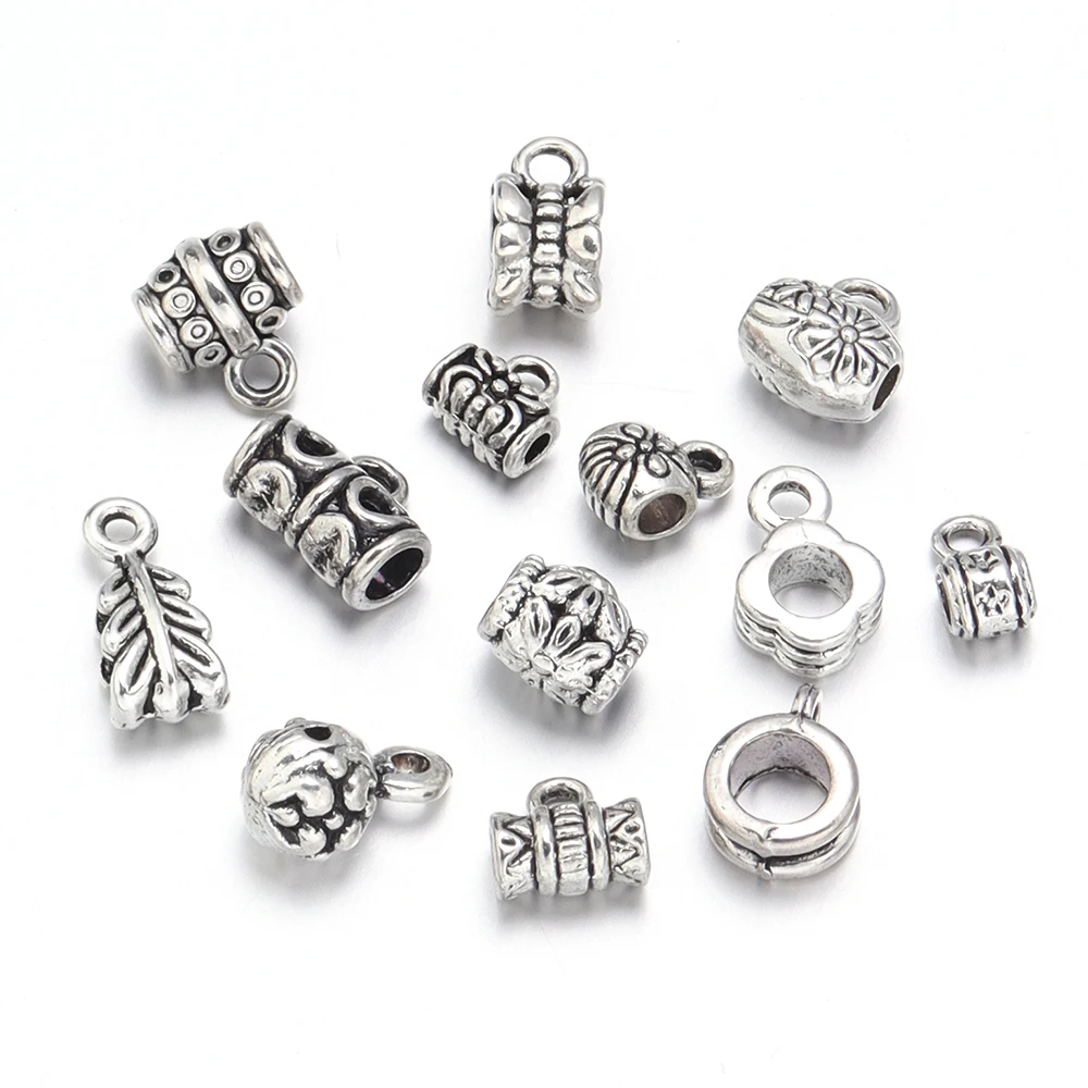 20pcs/bag Antique Silver Bronze Bail Beads Random mixed For DIY Jewelry Findings Bracelet  Accessories Hanging Beads Connector