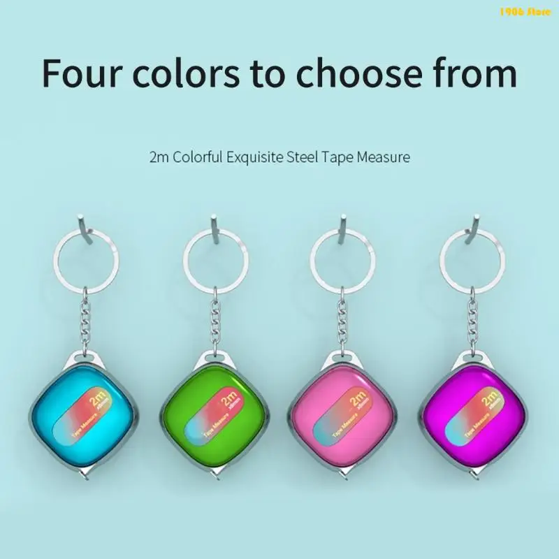 U1JB Multicolor Pocket Sized Retractable Rulers 2 Meter Measurement Tool with Safety Lock Mechanism Metal for Construction