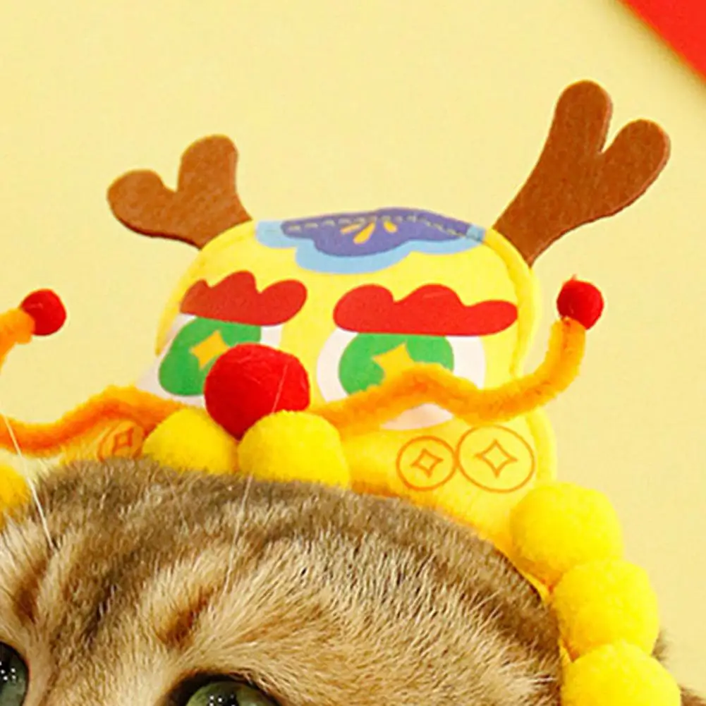 Lace-up Pet Hat Chinese Dragon Pet Hat for Festive Celebrations Adjustable Lace-up Design Cat Dog Headwear for New Year